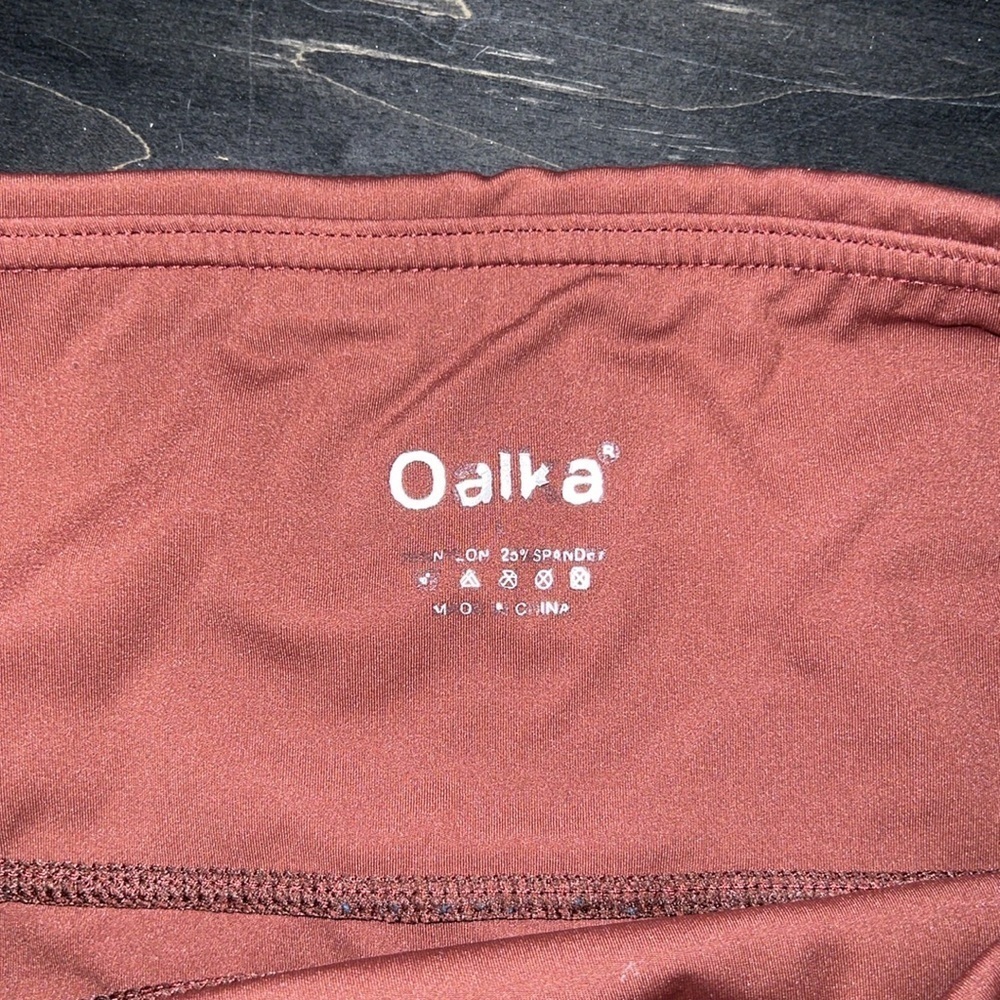 Oalka Women's Shorts Side Pockets High Waist Workout spandex Shorts Brown Large - Picture 8 of 11